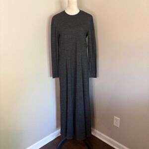 VTG 90s Chetta B Saks Fifth Ave Grey 100% Wool Maxi Dress Size 10 USA Mori Kei
